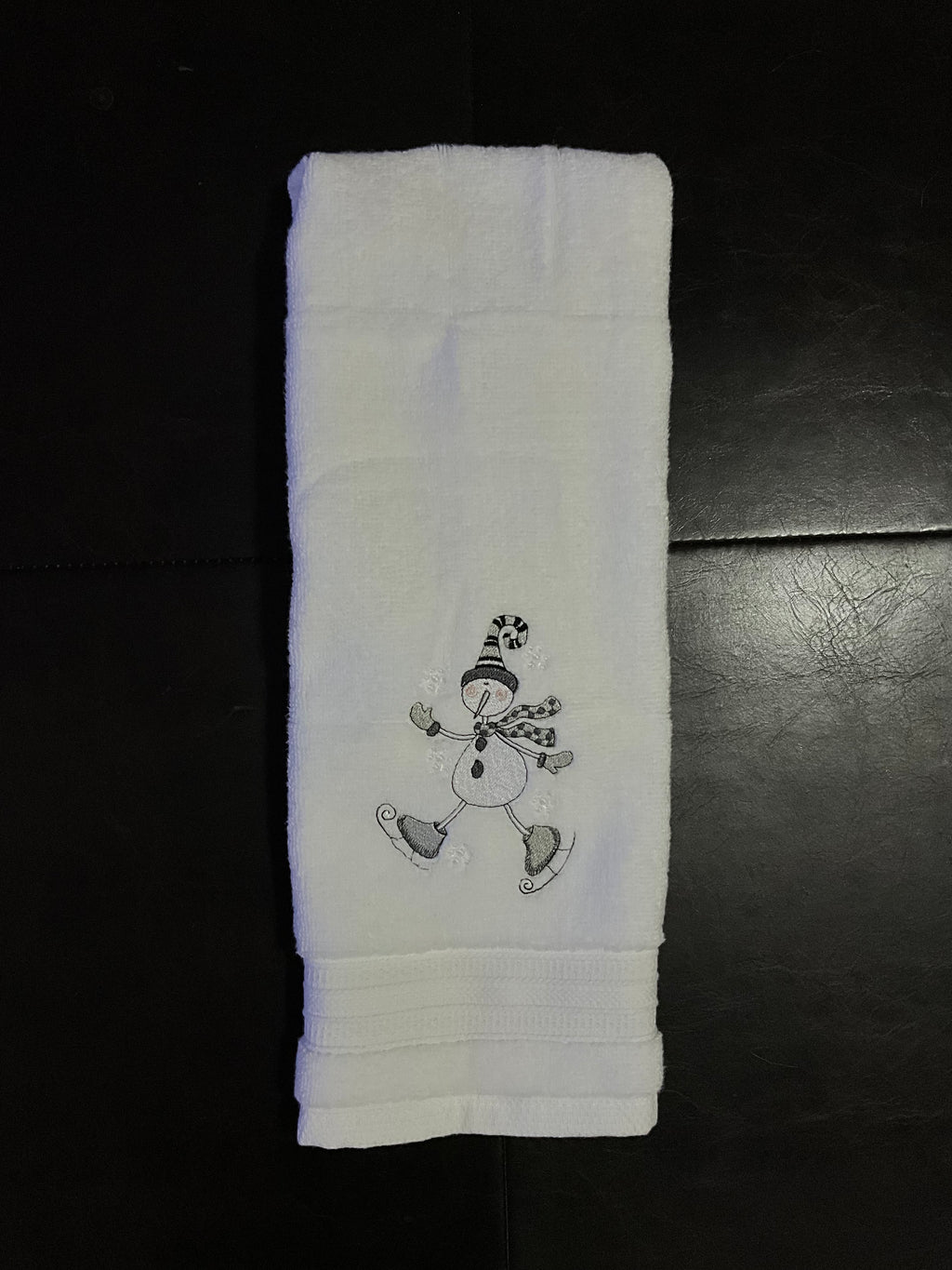 Skating Snowman Embroidered Bathroom Towel