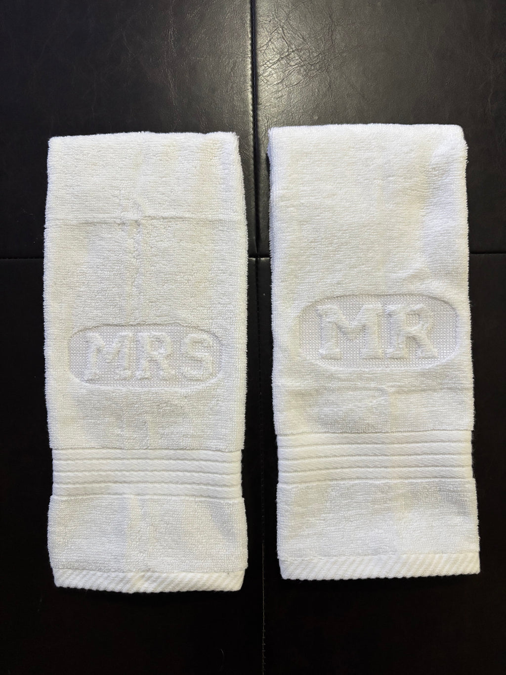 Mr & Mrs Embossed Monogram Custom Embroidered Bathroom Towel (Set of 2)