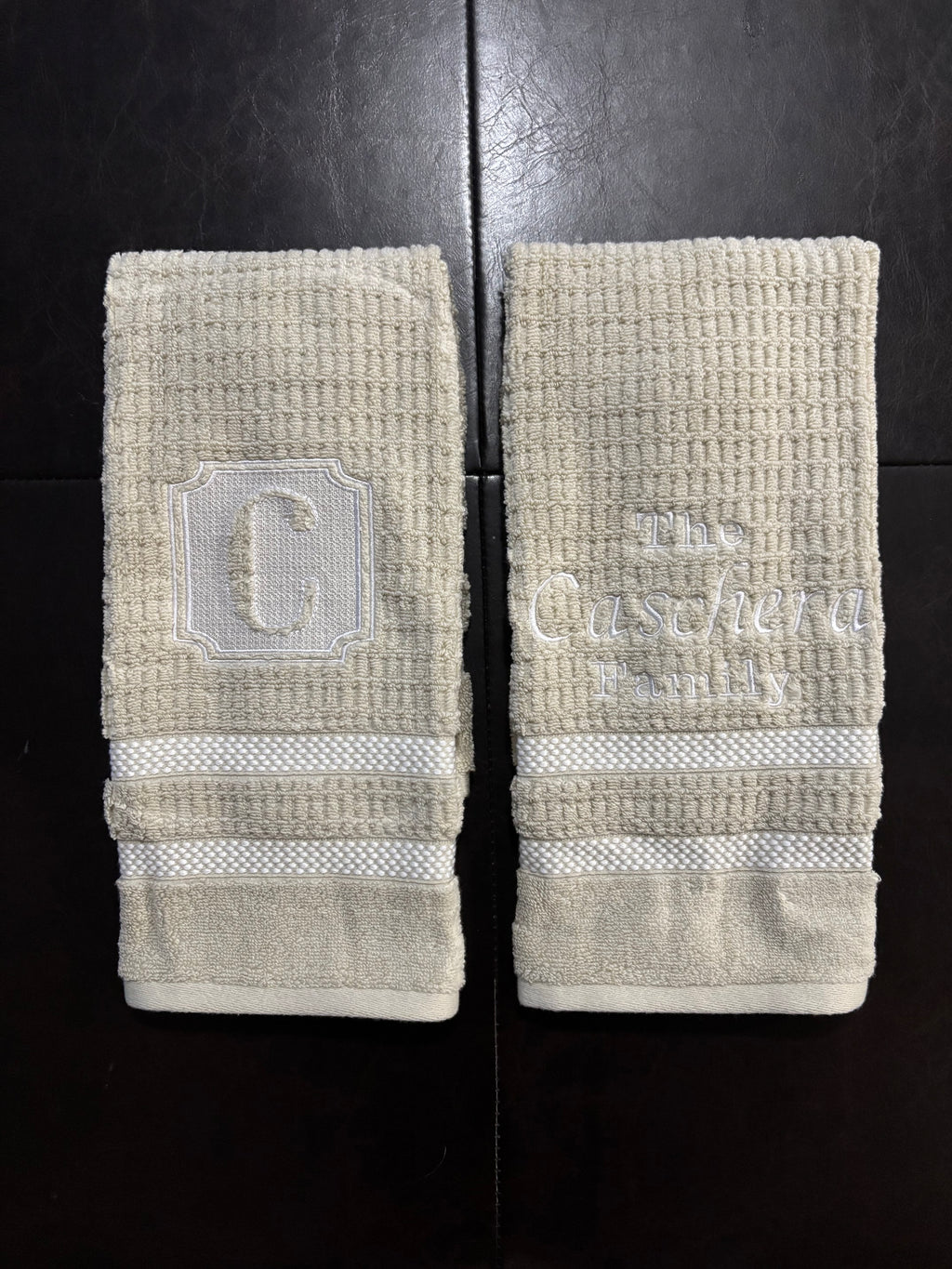 Victorian Embossed Monogram A-Z Custom Initial Embroidered Bathroom Towel