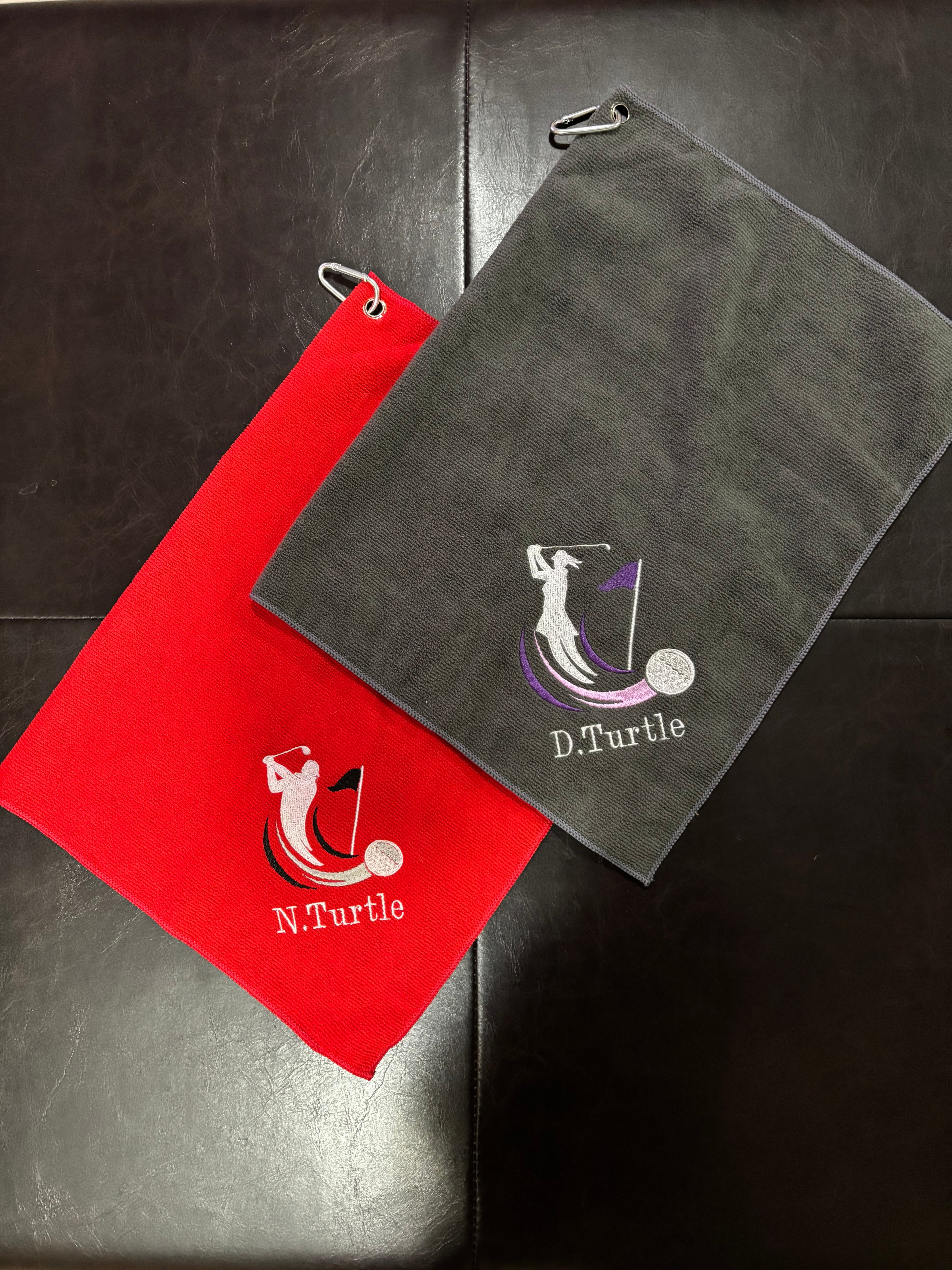 Golf Woman Swinging Custom Embroidered Golf Towel