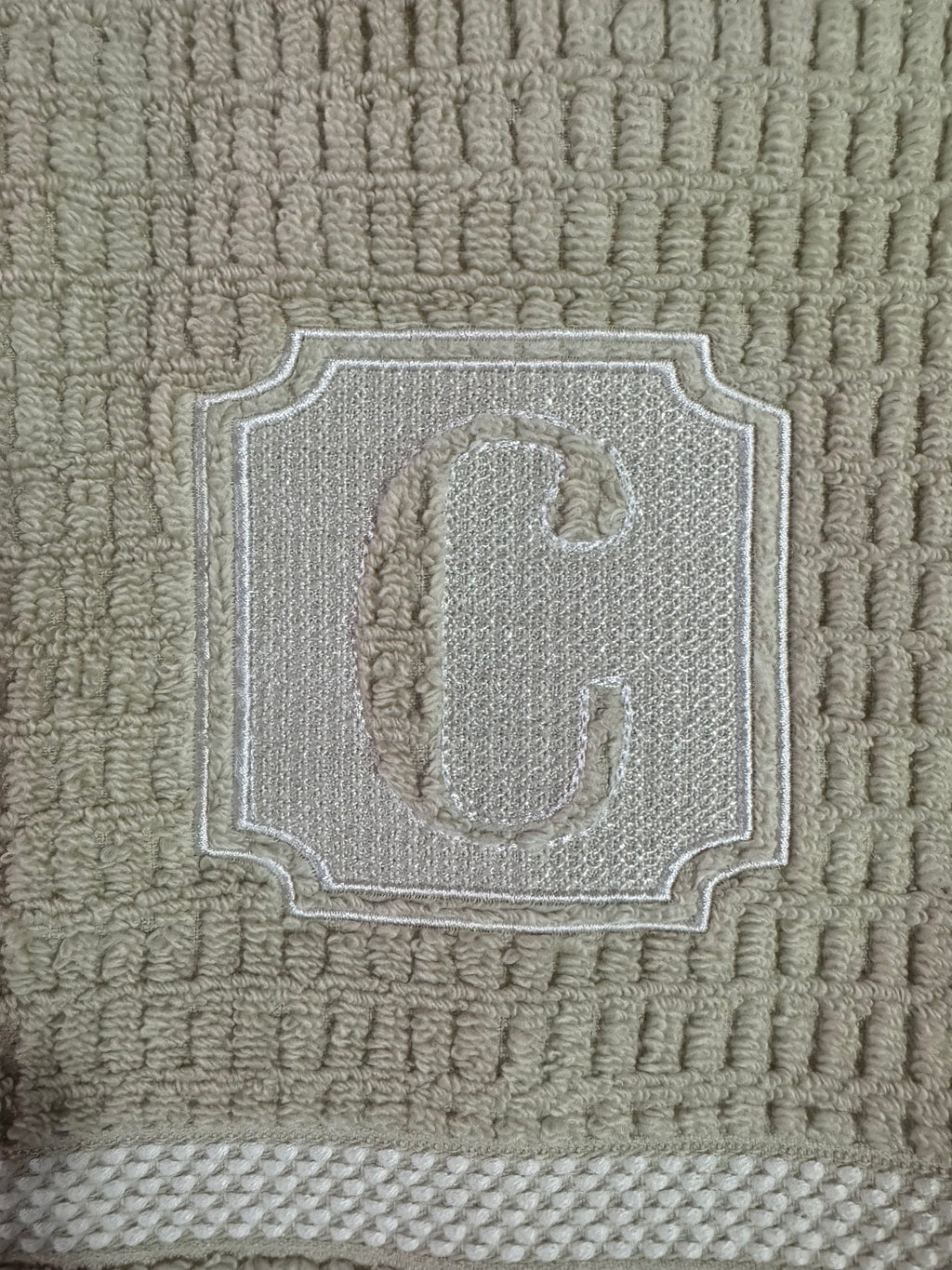 Victorian Embossed Monogram A-Z Custom Initial Embroidered Bathroom Towel