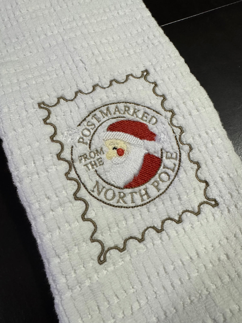 Christmas Stamps Embroidered Bathroom Towel (Set of 3)