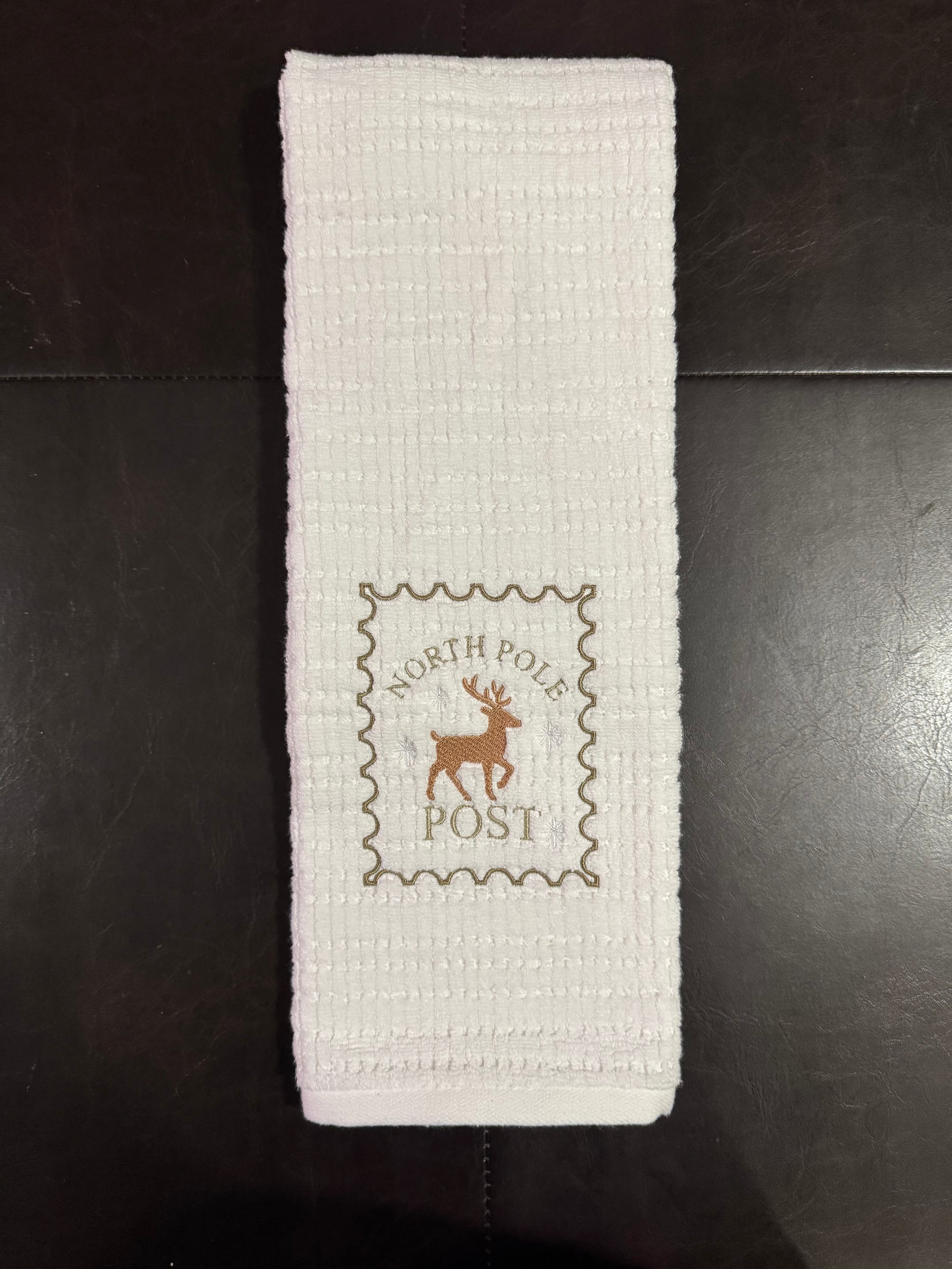 Christmas Stamps Embroidered Bathroom Towel (Set of 3)