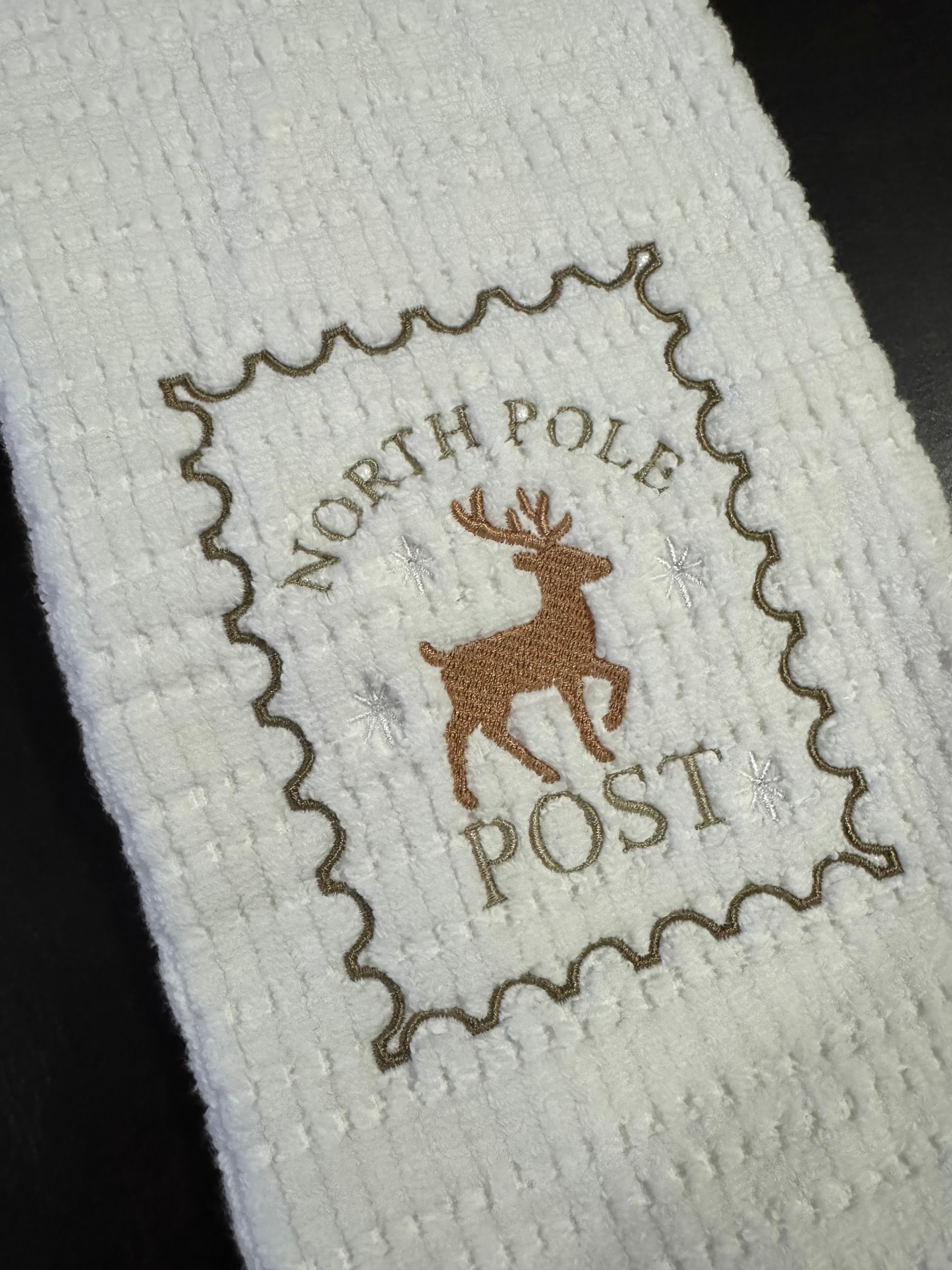 Christmas Stamps Embroidered Bathroom Towel (Set of 3)