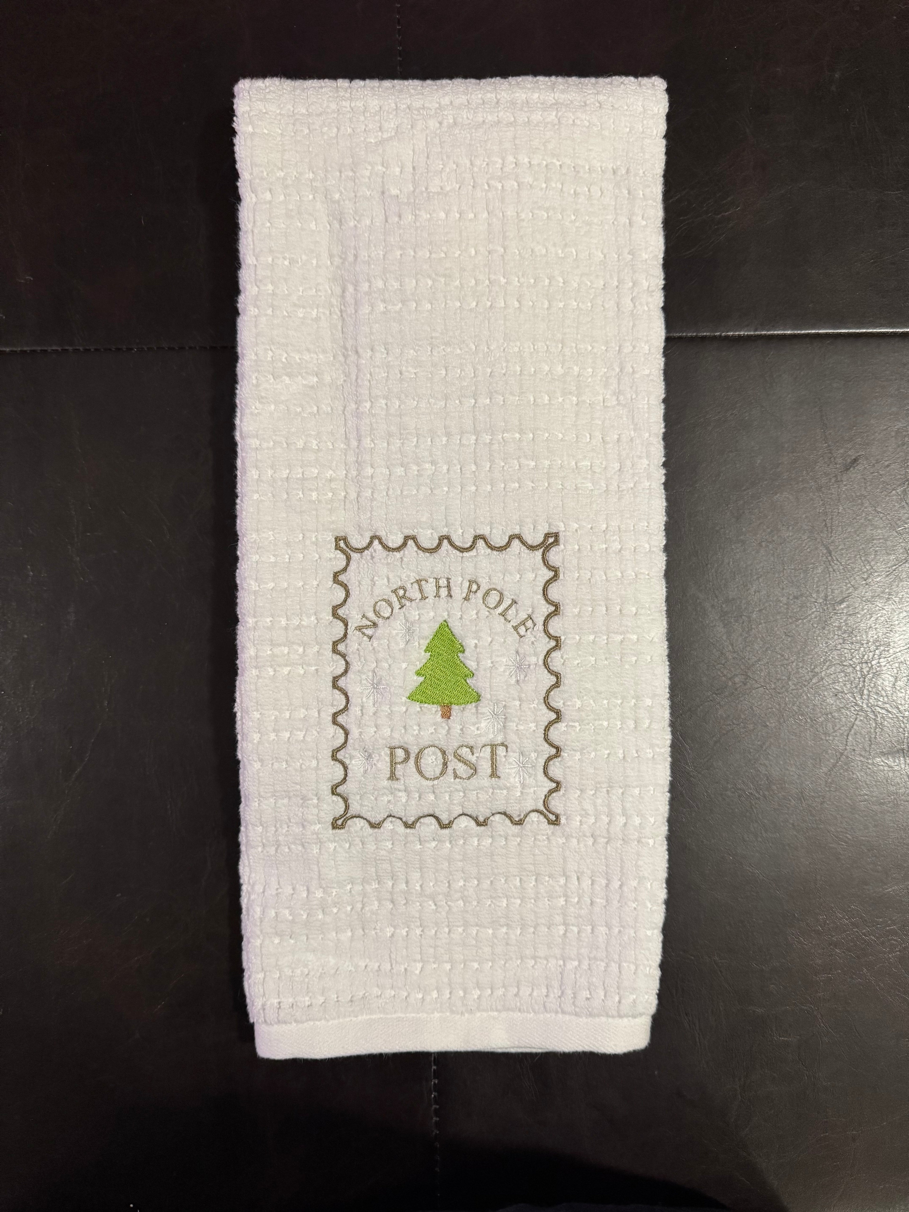 Christmas Stamps Embroidered Bathroom Towel (Set of 3)
