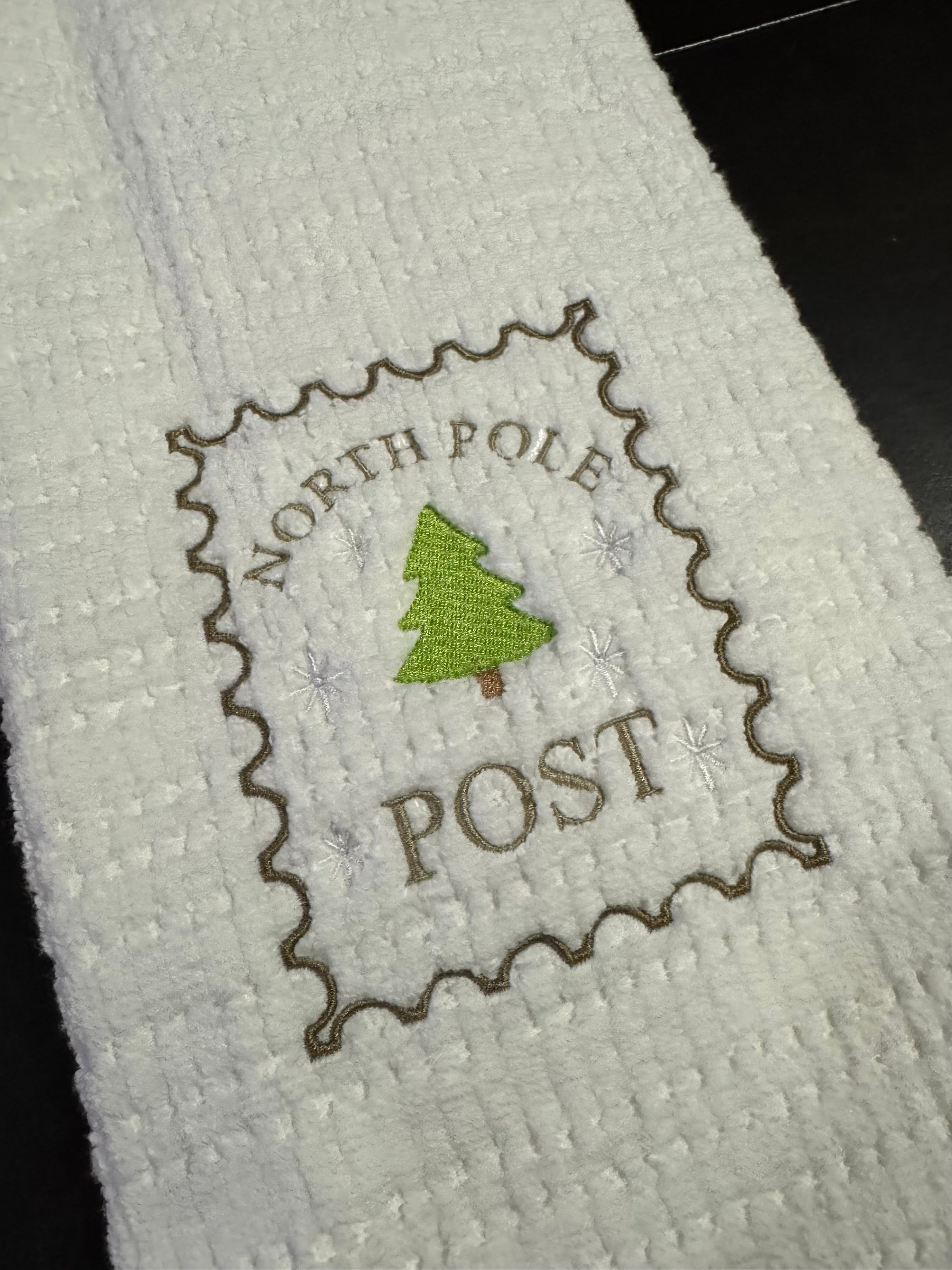 Christmas Stamps Embroidered Bathroom Towel (Set of 3)