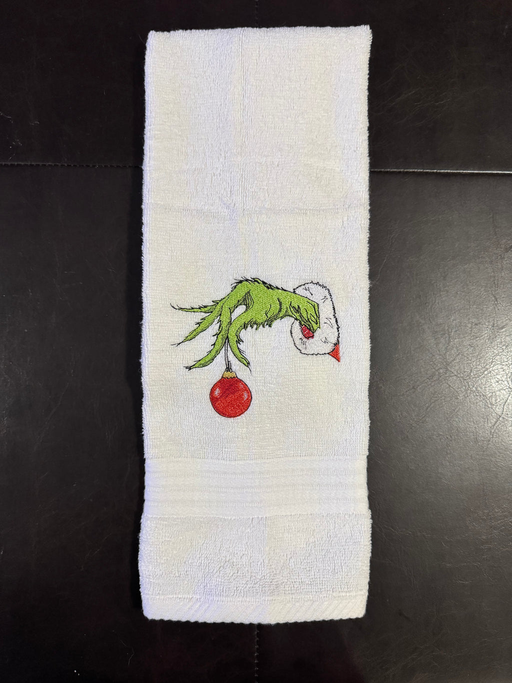 The Grinch Hand Embroidered Bathroom Towel
