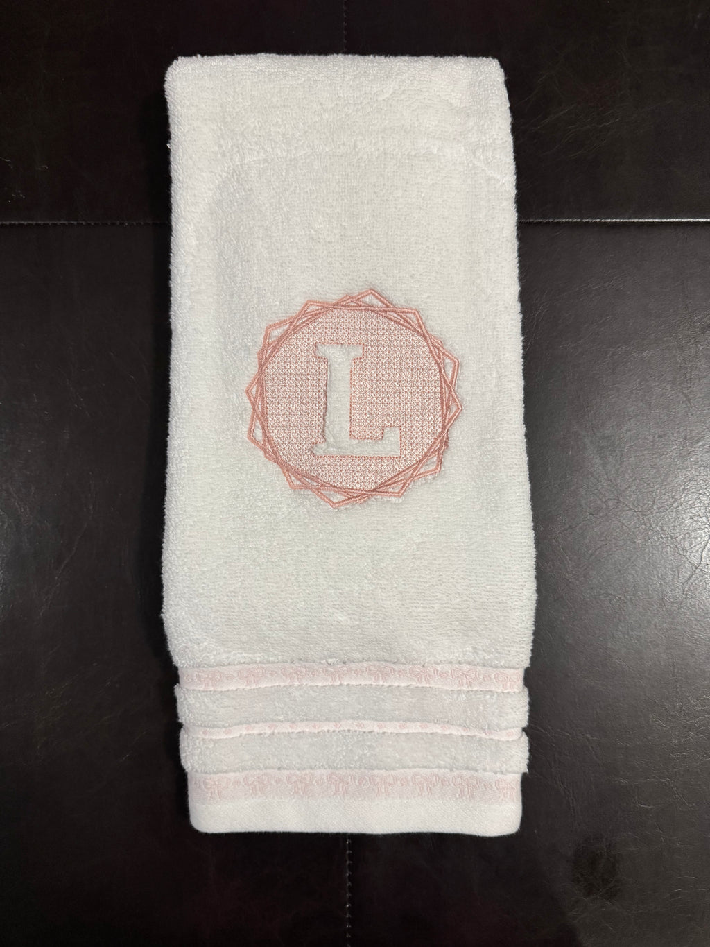 Hexagon Embossed Monogram A-Z Custom Initial Embroidered Bathroom Towel