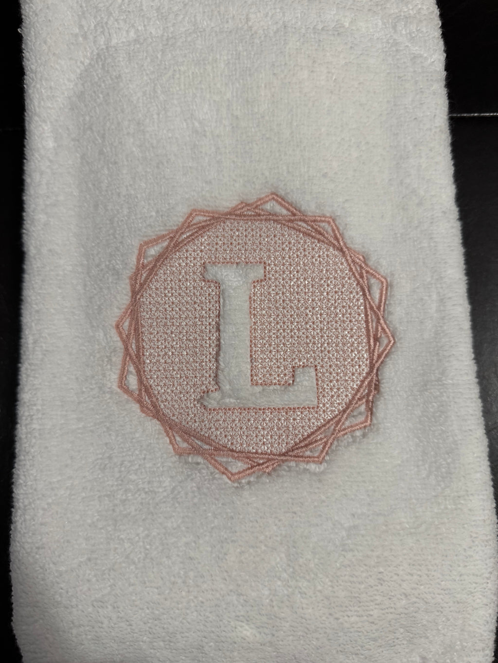 Hexagon Embossed Monogram A-Z Custom Initial Embroidered Bathroom Towel