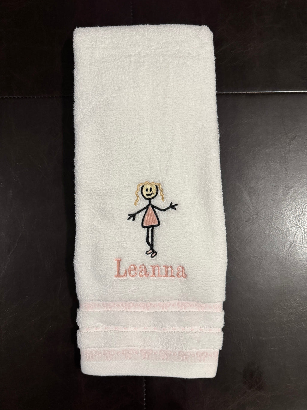 Custom Girl Embroidered Bathroom Towel with Name