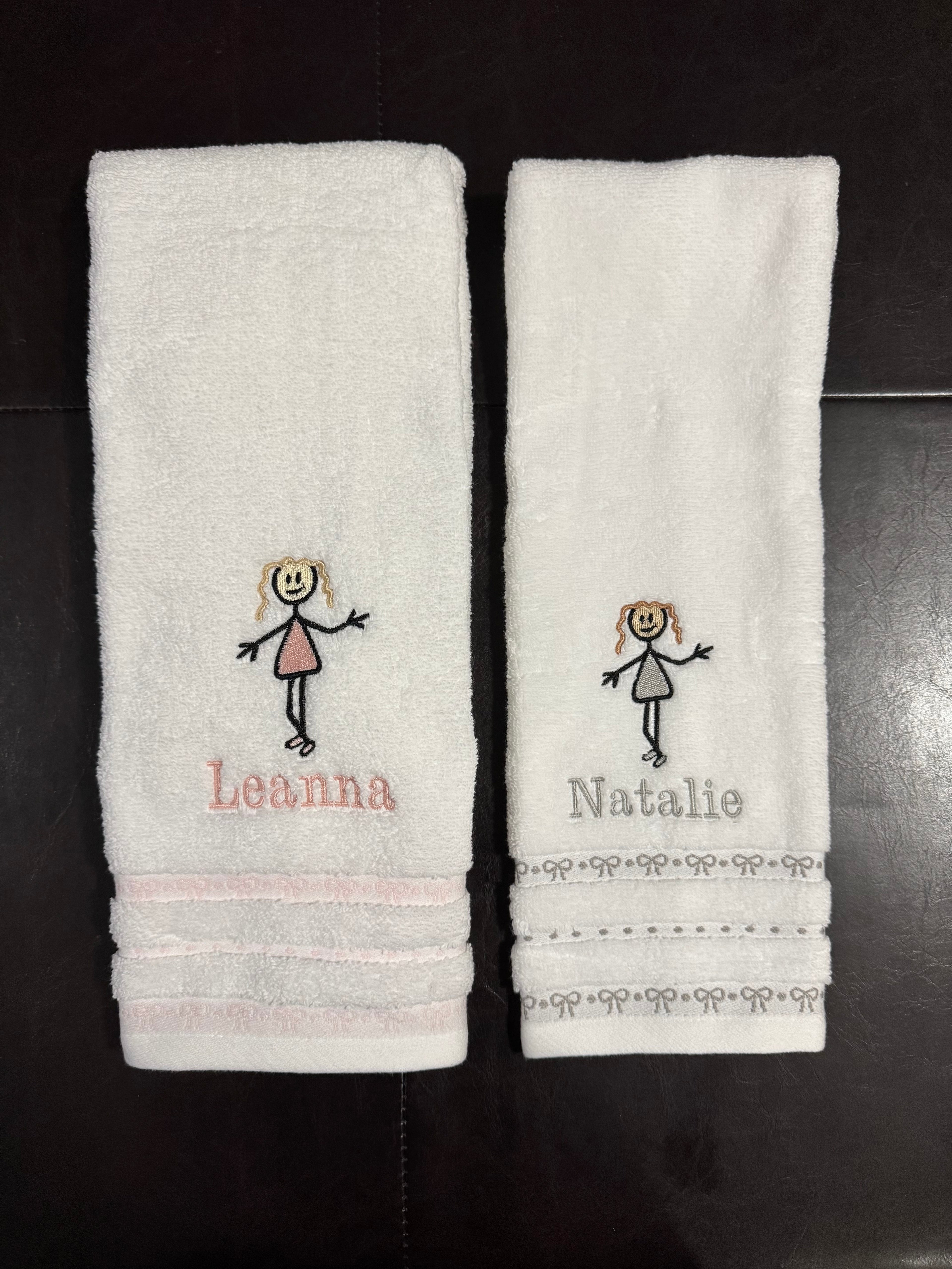 Custom Girl Embroidered Bathroom Towel with Name