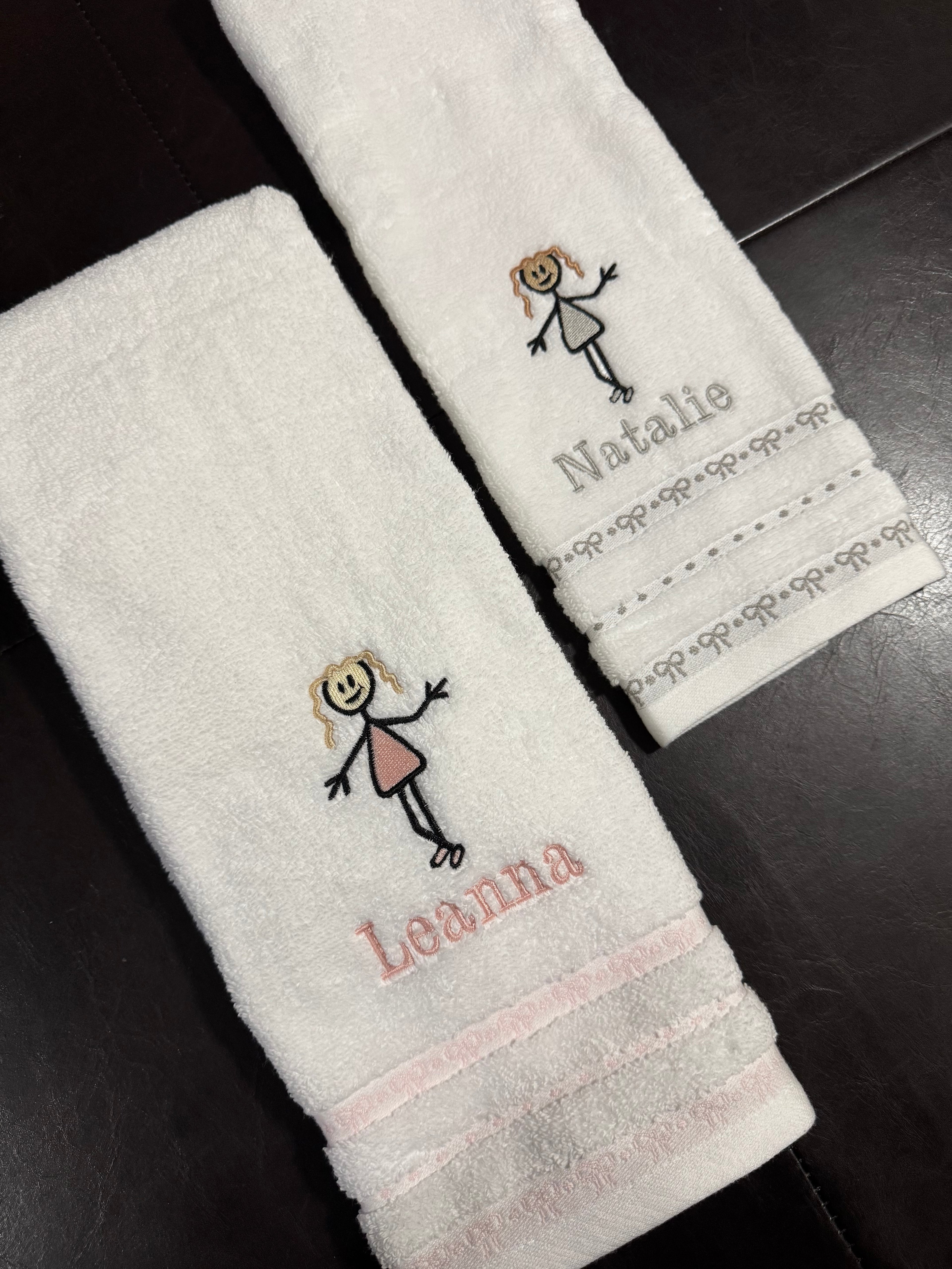 Custom Girl Embroidered Bathroom Towel with Name
