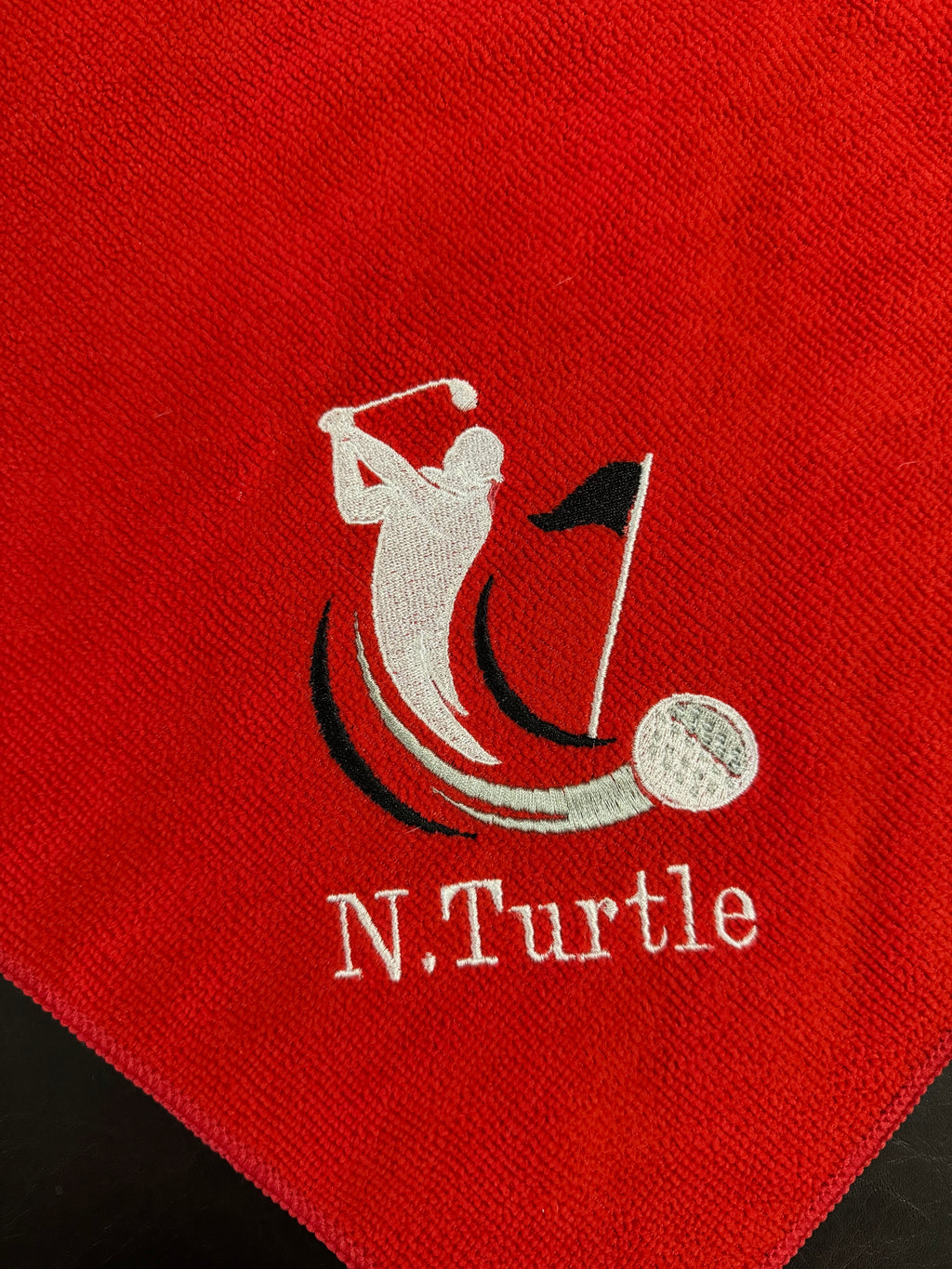 Golf Man Swinging Custom Embroidered Golf Towel