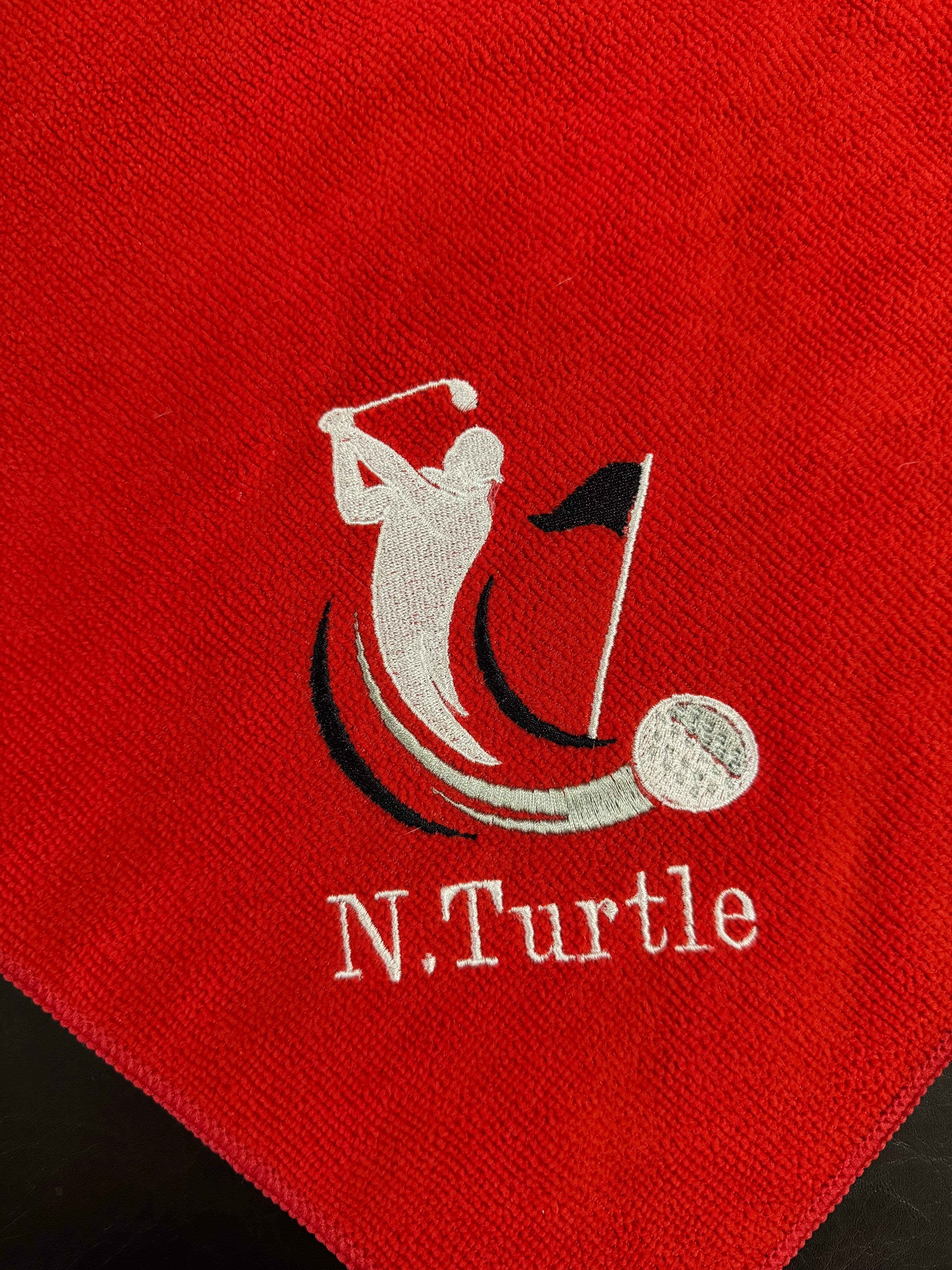 Golf Man Swinging Custom Embroidered Golf Towel