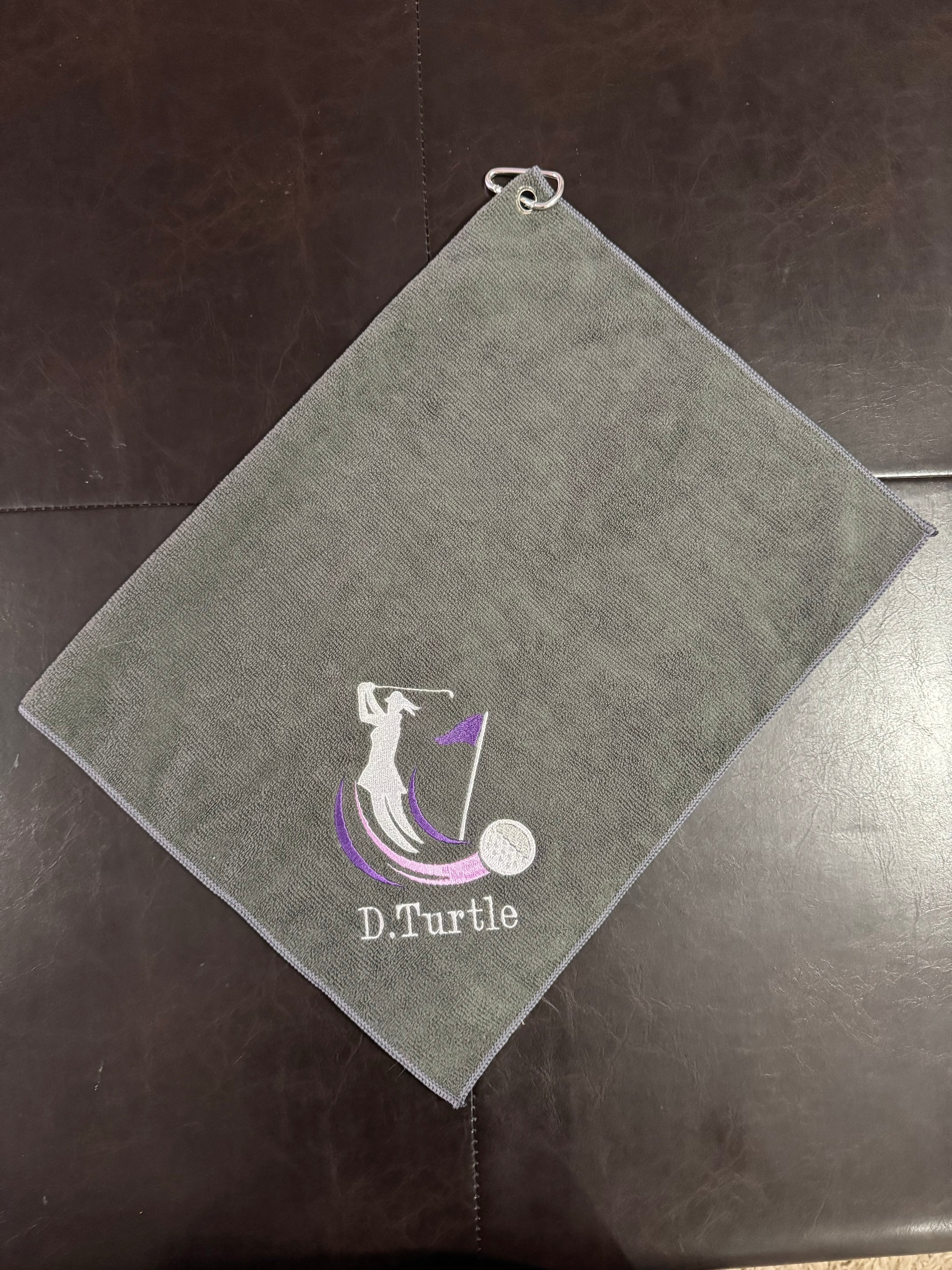 Golf Woman Swinging Custom Embroidered Golf Towel