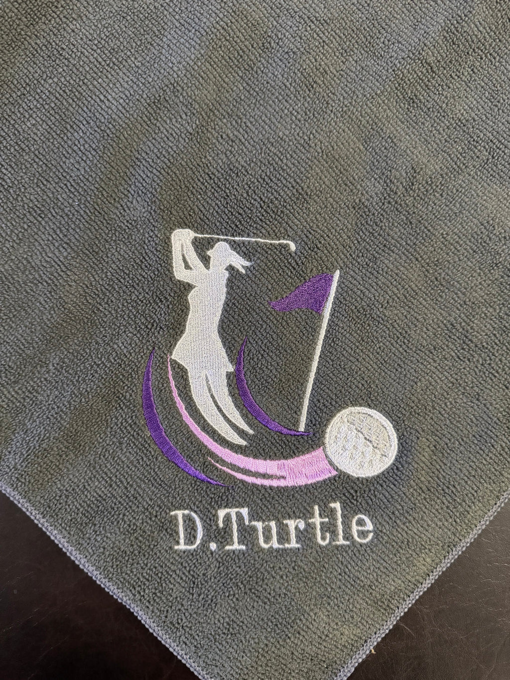 Golf Woman Swinging Custom Embroidered Golf Towel