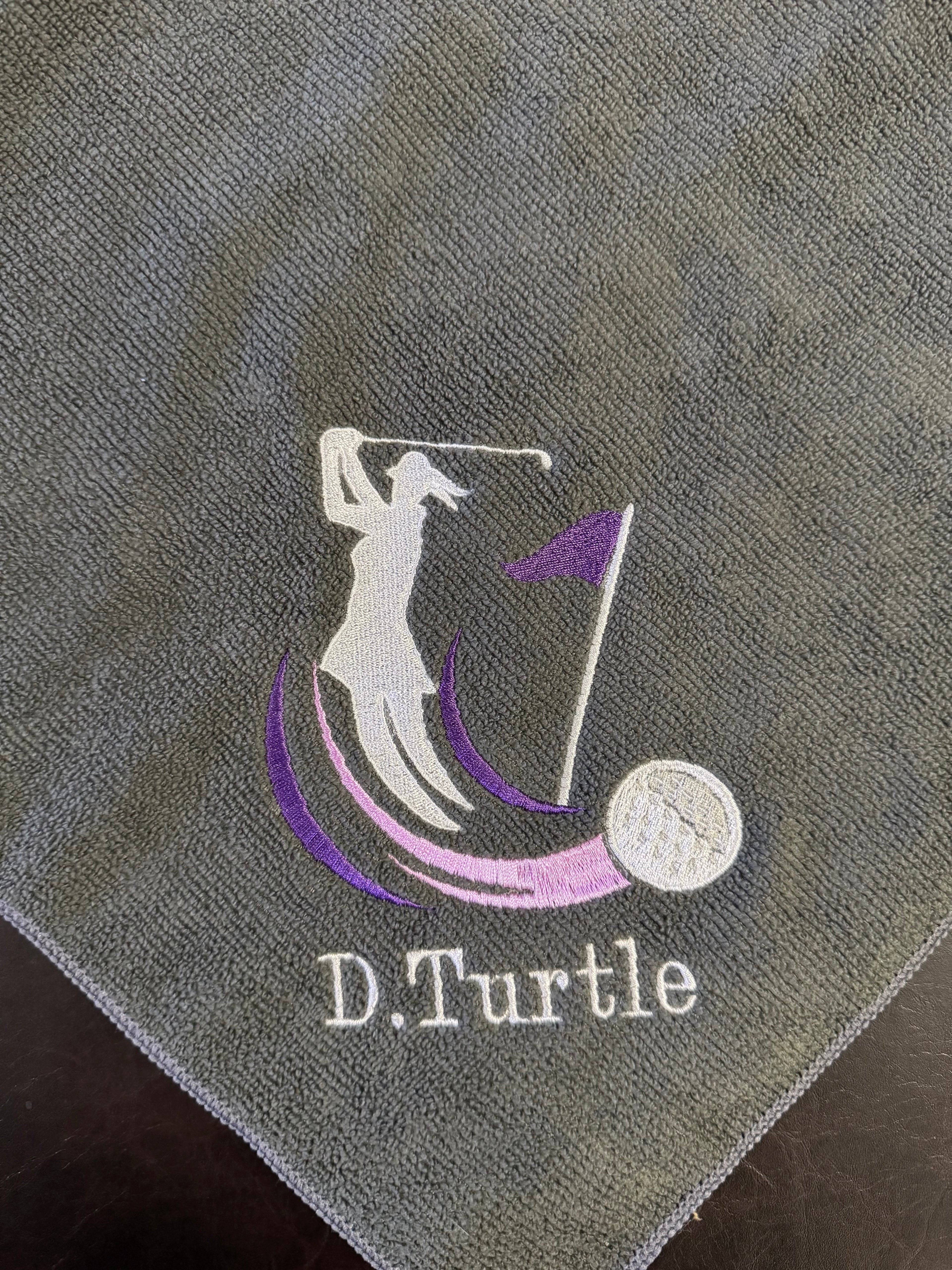 Golf Woman Swinging Custom Embroidered Golf Towel