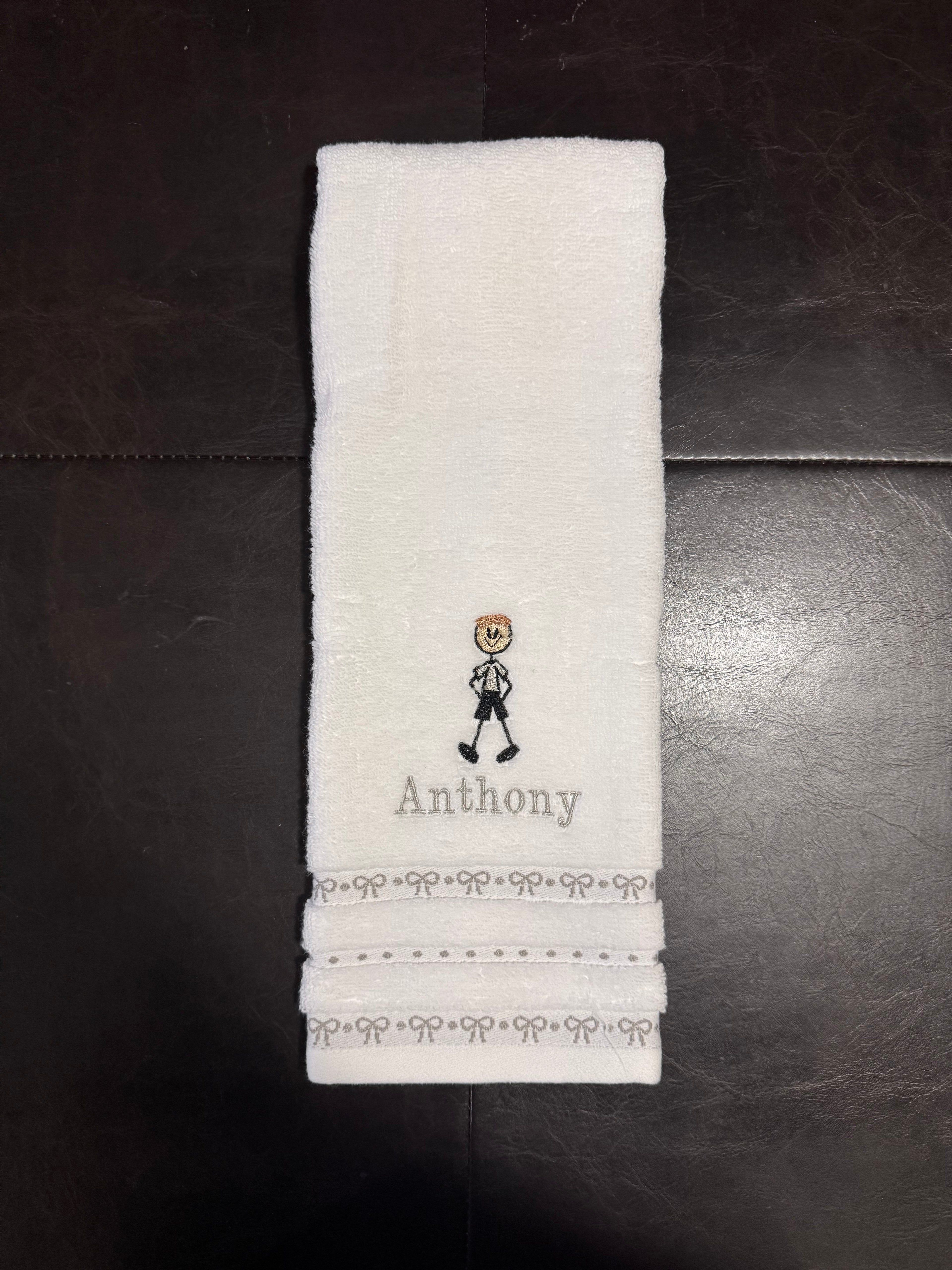 Custom Boy Embroidered Bathroom Towel with Name
